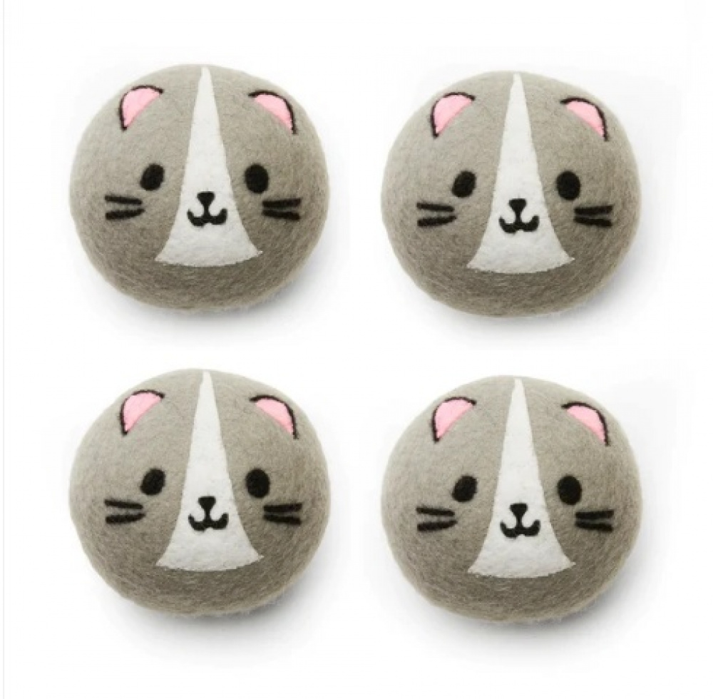 Drying balls in wool for the dryer, Set of 4, CAT DRYER BUDDIES, Ø 7 cm, Grey in the group Storage / Laundry and care at SmartaSaker.se (42967)