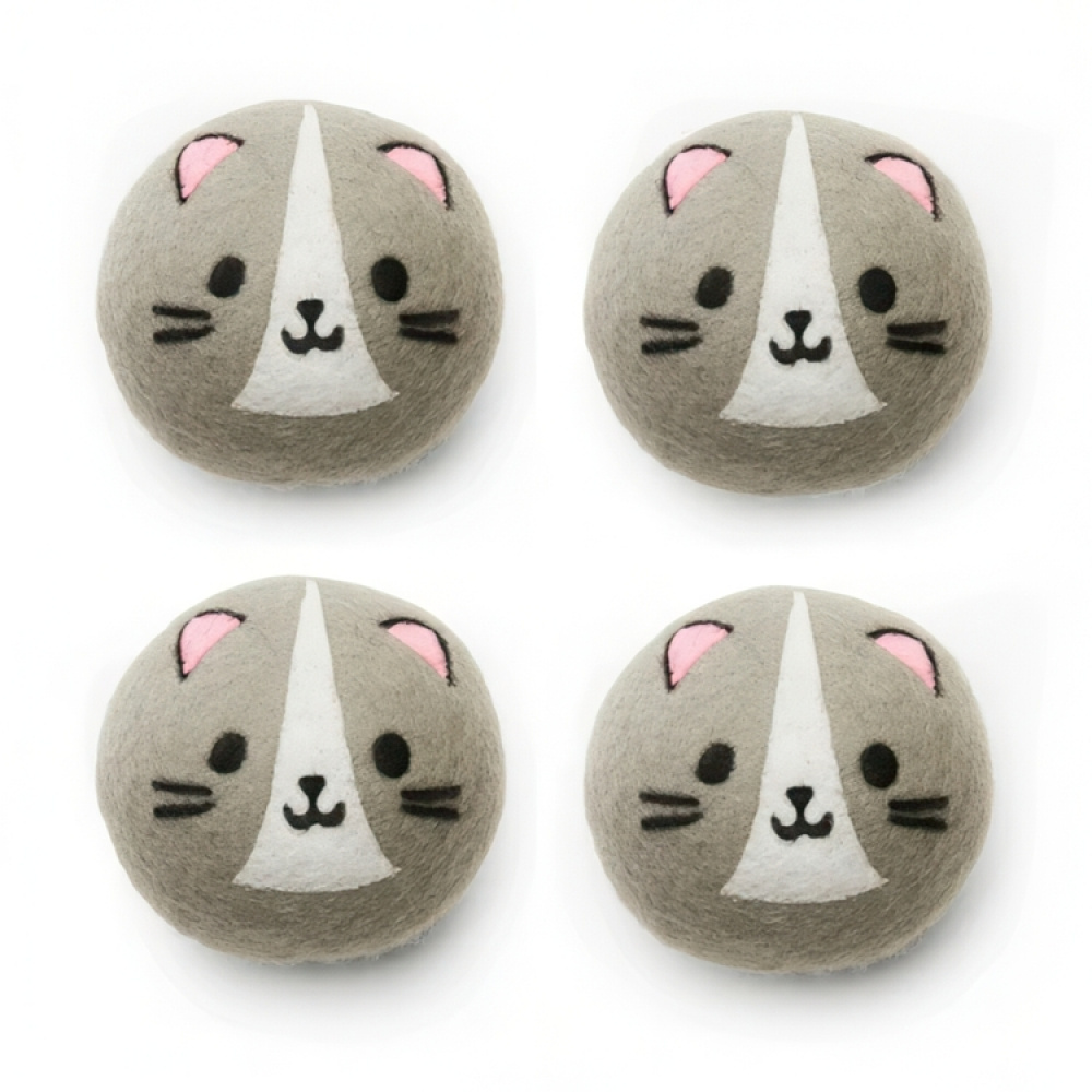 Drying balls in wool for the dryer, Set of 4, CAT DRYER BUDDIES, Ø 7 cm, Grey in the group Storage / Laundry and care at SmartaSaker.se (42967)