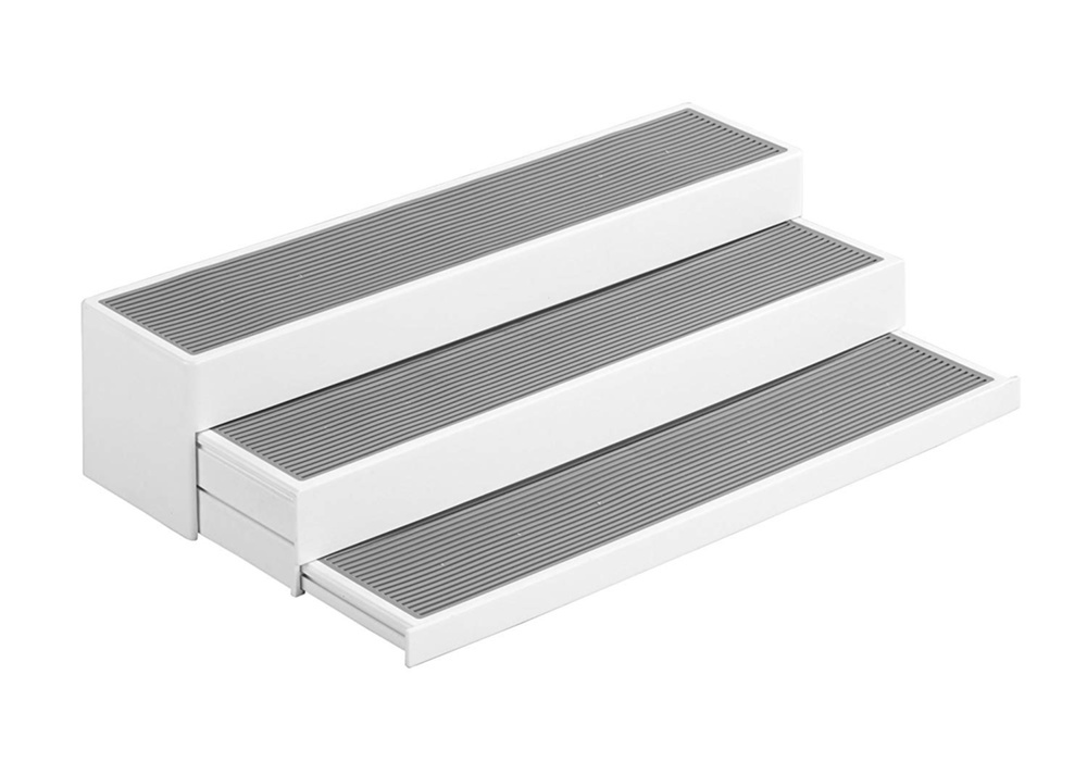 Mini-shelf with 3 extendable shelves, STEPS, white / grey in the group Storage / Kitchen storage / Kitchen cabinet organizers at SmartaSaker.se (42994)