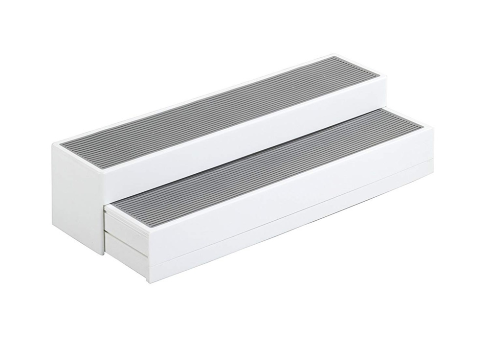 Mini-shelf with 3 extendable shelves, STEPS, white / grey in the group Storage / Kitchen storage / Kitchen cabinet organizers at SmartaSaker.se (42994)