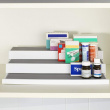 Mini-shelf with 3 extendable shelves, STEPS, white / grey Mini-shelf with 3 extendable shelves, STEPS, white / grey
