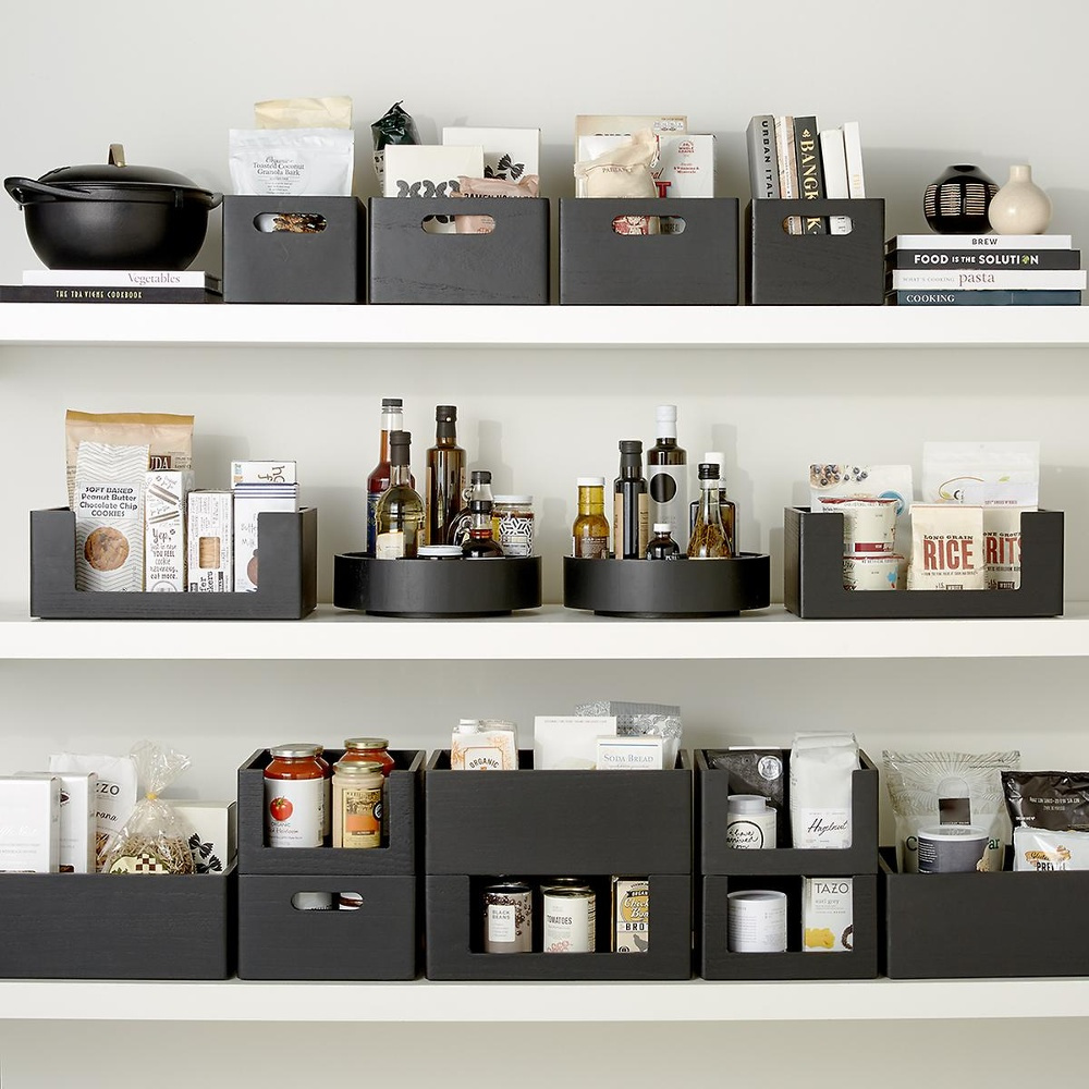 Handeled Bin, THE HOME EDIT ECO WOOD XXL BOX, 38,1 x 45,7 x H 20,3 cm, Black in the group Storage / Kitchen storage / Kitchen cabinet organizers at SmartaSaker.se (43015)