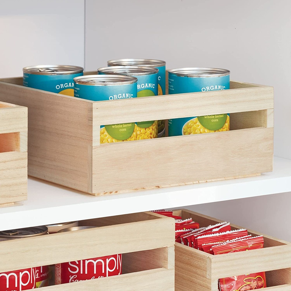 Handeled Bin, Low, PAULOWNIA ECO WOOD SQUARE BOX, 25,4 x 25,4 x H 10,2 cm, Natural in the group Storage / Storage boxes at SmartaSaker.se (43016)