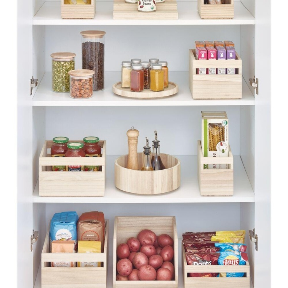 Handeled Bin, Low, PAULOWNIA ECO WOOD SQUARE BOX, 25,4 x 25,4 x H 10,2 cm, Natural in the group Storage / Storage boxes at SmartaSaker.se (43016)