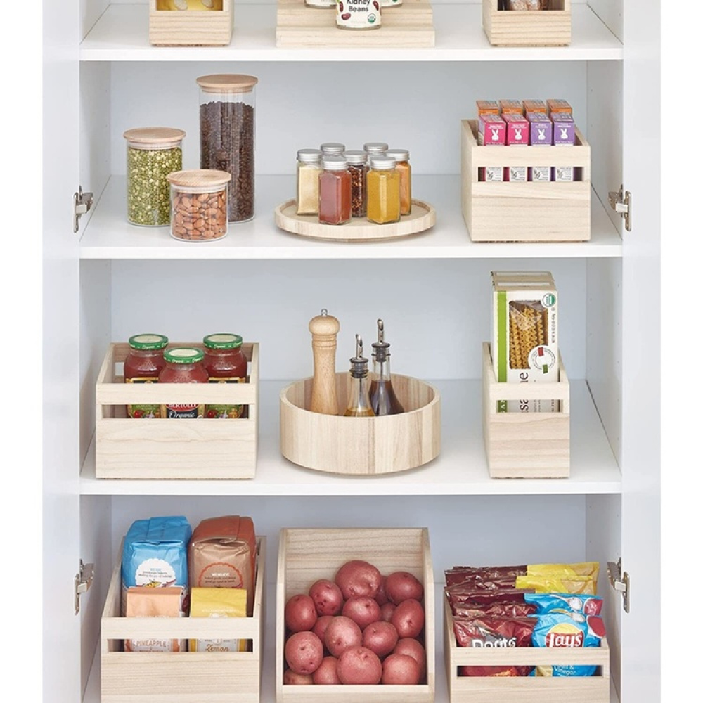 Handeled Bin, Low, PAULOWNIA ECO WOOD SQUARE BOX, 25,4 x 25,4 x H 10,2 cm, Natural in the group Storage / Storage boxes at SmartaSaker.se (43016)