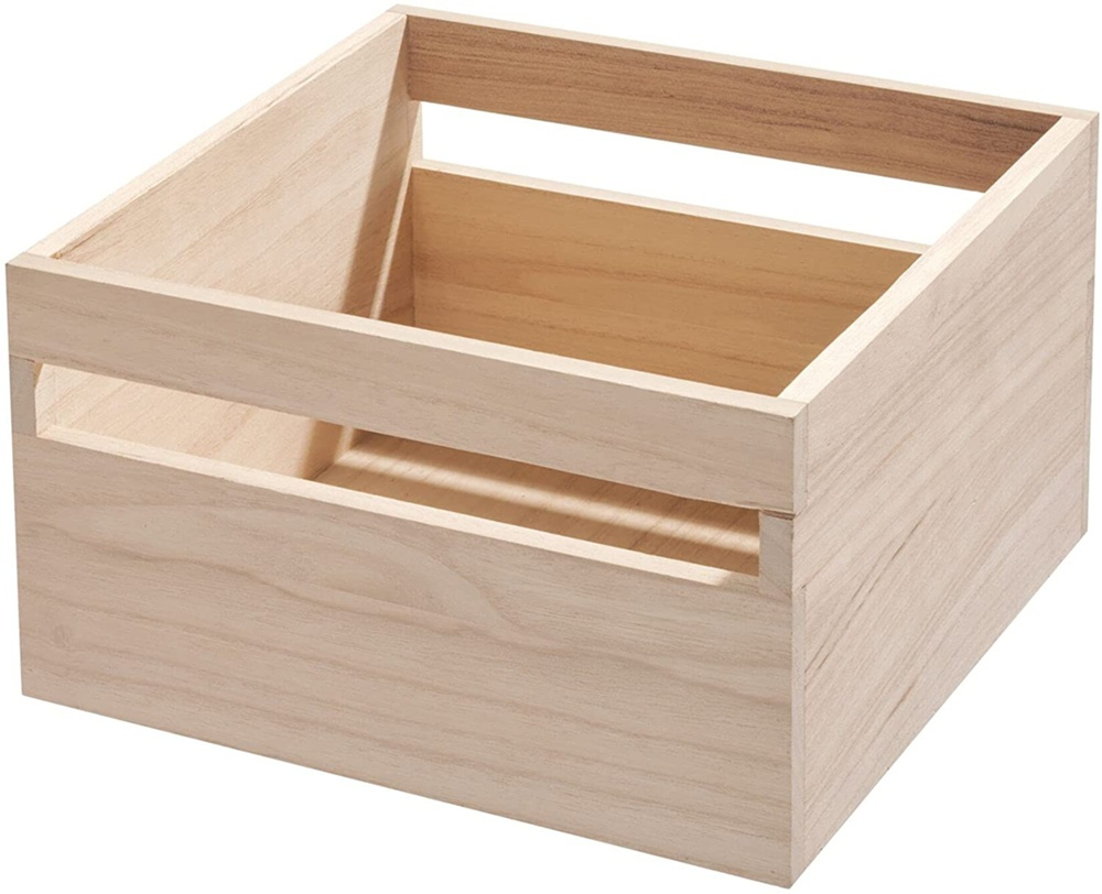 Handeled Bin, PAULOWNIA ECO WOOD SQUARE BOX, 25,4 x 25,4 x H 15,2 cm, Natural in the group Storage / Storage boxes at SmartaSaker.se (43017)