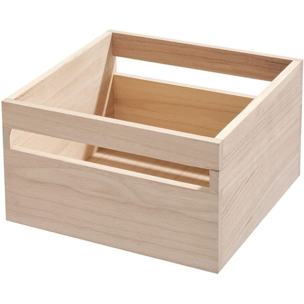 Handeled Bin, PAULOWNIA ECO WOOD SQUARE BOX, 25,4 x 25,4 x H 15,2 cm, Natural in the group Storage at SmartaSaker.se (43017)