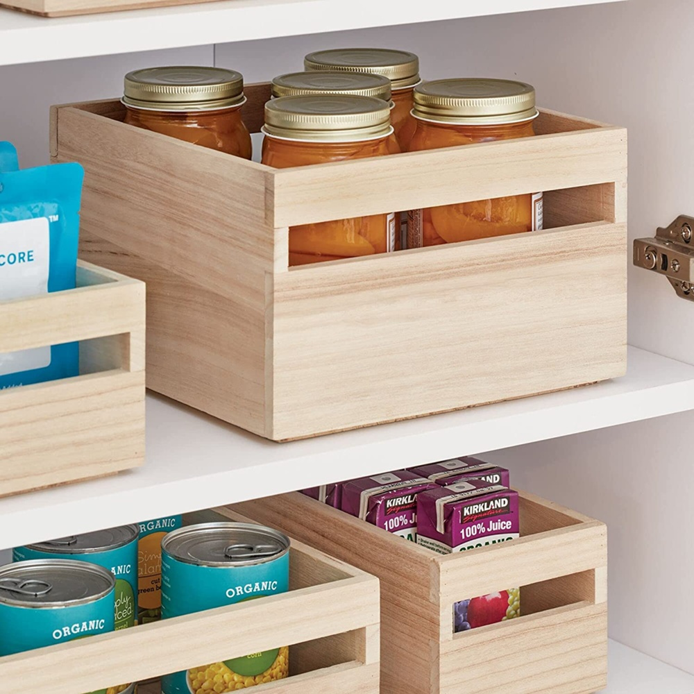 Handeled Bin, PAULOWNIA ECO WOOD SQUARE BOX, 25,4 x 25,4 x H 15,2 cm, Natural in the group Storage / Storage boxes at SmartaSaker.se (43017)