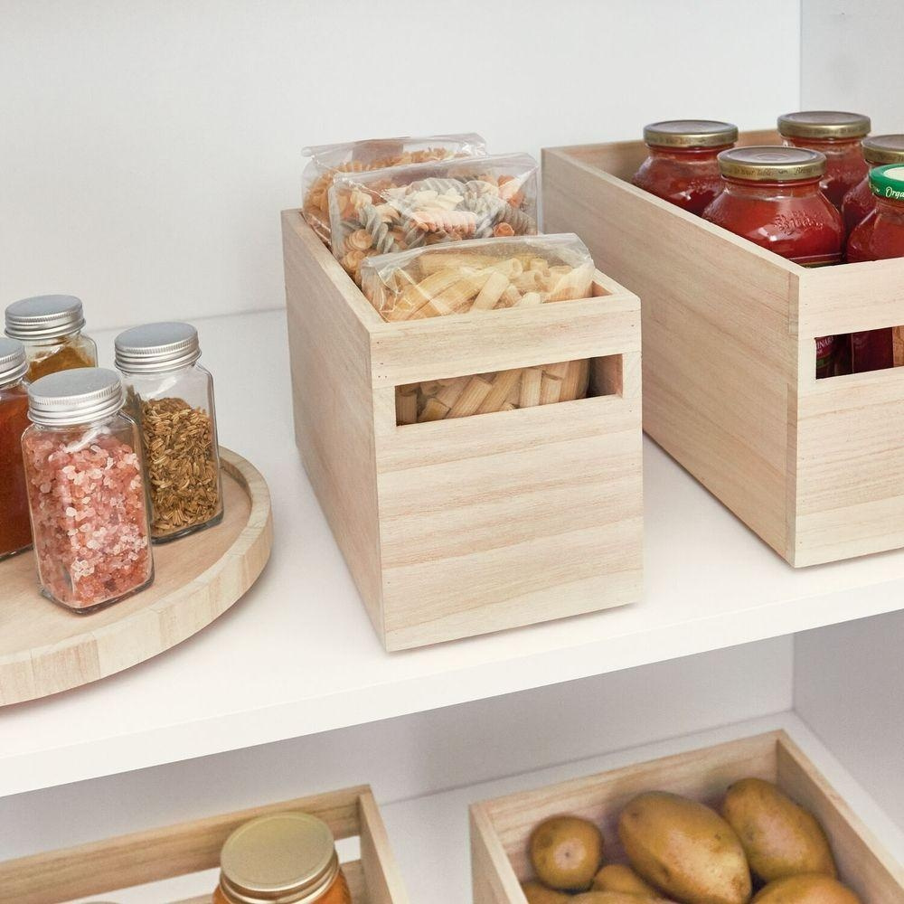 Handeled Bin, Small, PAULOWNIA ECO WOOD BOX S, 13 x 25,4 x H 15,2 cm, Natural in the group Storage / Kitchen storage / Storage bins and jars at SmartaSaker.se (43018)