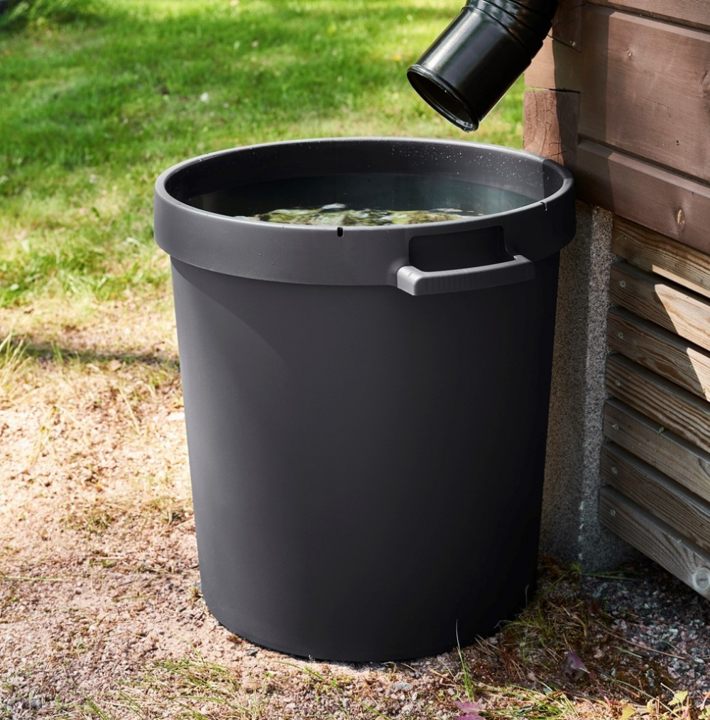 Bin with Handles, 45 L, WATER BARREL, 42 x 51 x H 46 cm, Black in the group Storage / Storage room and garage / Baskets and buckets at SmartaSaker.se (43026)