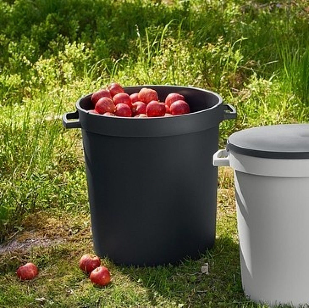 Bin with Handles, 45 L, WATER BARREL, 42 x 51 x H 46 cm, Black in the group Storage / Storage room and garage / Baskets and buckets at SmartaSaker.se (43026)