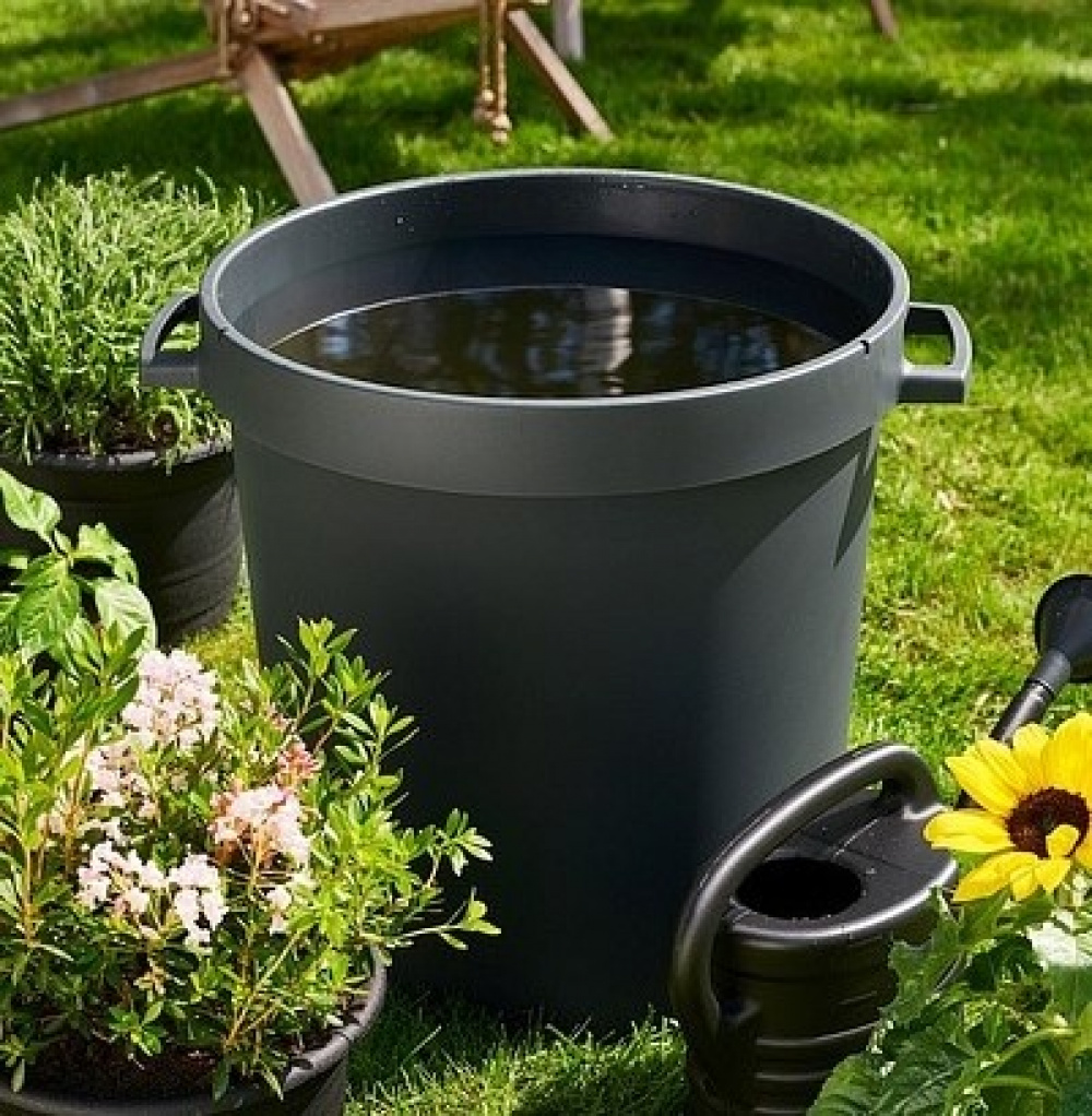 Bin with Handles, 45 L, WATER BARREL, 42 x 51 x H 46 cm, Black in the group Storage / Storage room and garage / Baskets and buckets at SmartaSaker.se (43026)