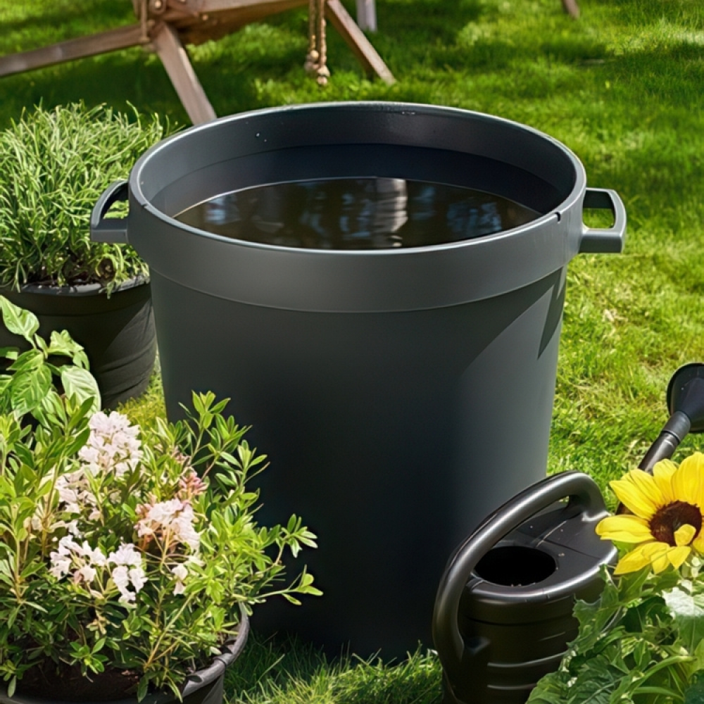 Bin with Handles, 45 L, WATER BARREL, 42 x 51 x H 46 cm, Black in the group Storage / Storage room and garage / Baskets and buckets at SmartaSaker.se (43026)
