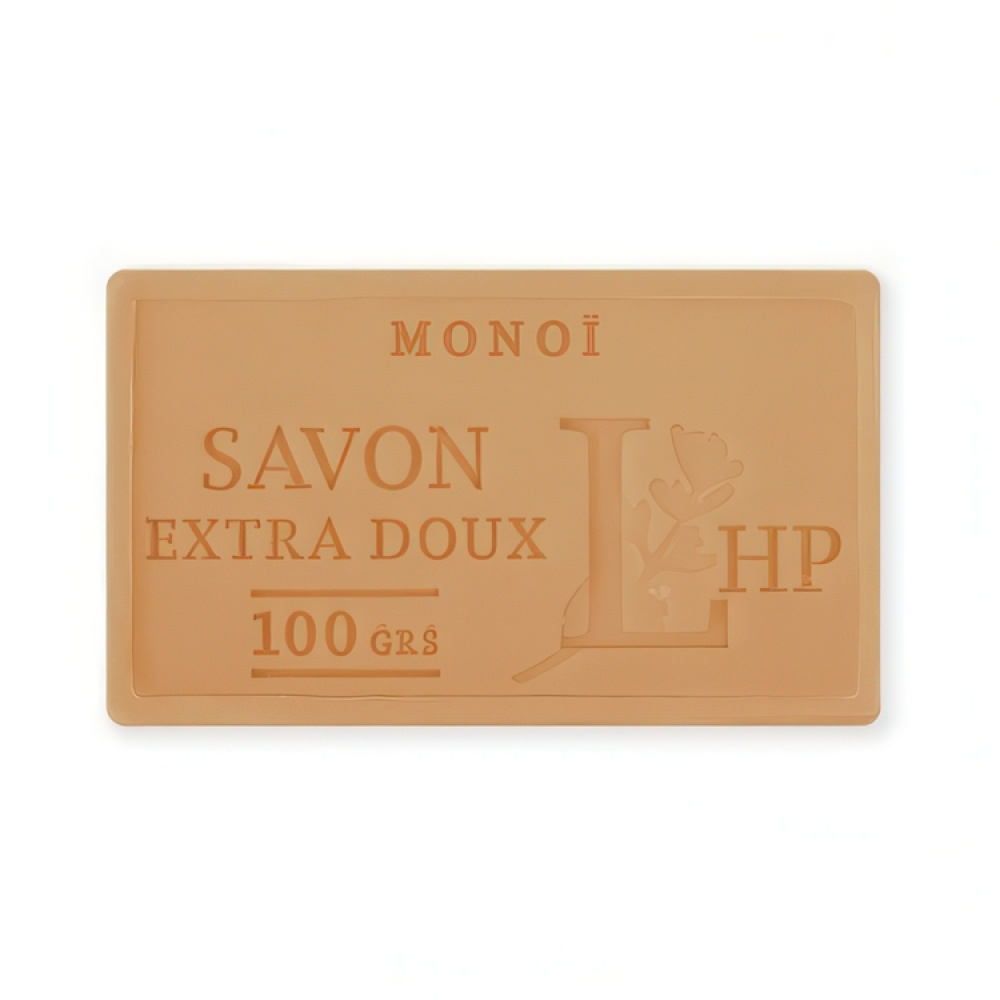 Soap with scent of Monoi Tahiti, 100 g, SAVON DE MARSEILLE MONOI, 8,5 x 5 x H 2,5 cm, Orange in the group at SmartaSaker.se (43049)