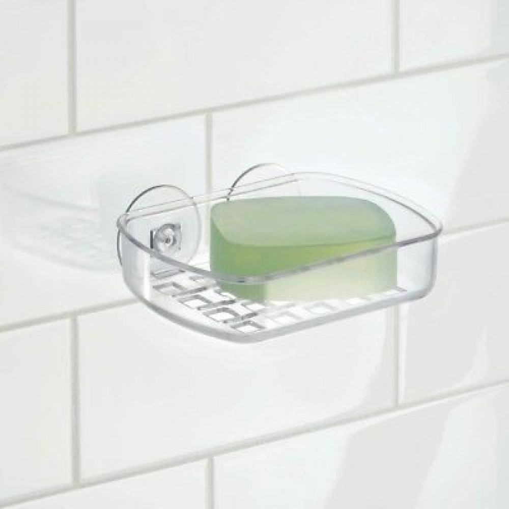 Soap tray with suction cup, SOAP DISH, 13 x 10 x H5 cm, Clear in the group Storage / Bathroom storage at SmartaSaker.se (43067)