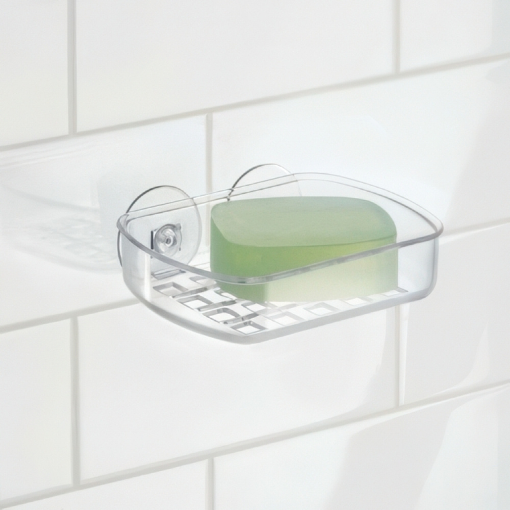 Soap tray with suction cup, SOAP DISH, 13 x 10 x H5 cm, Clear in the group Storage / Bathroom storage at SmartaSaker.se (43067)