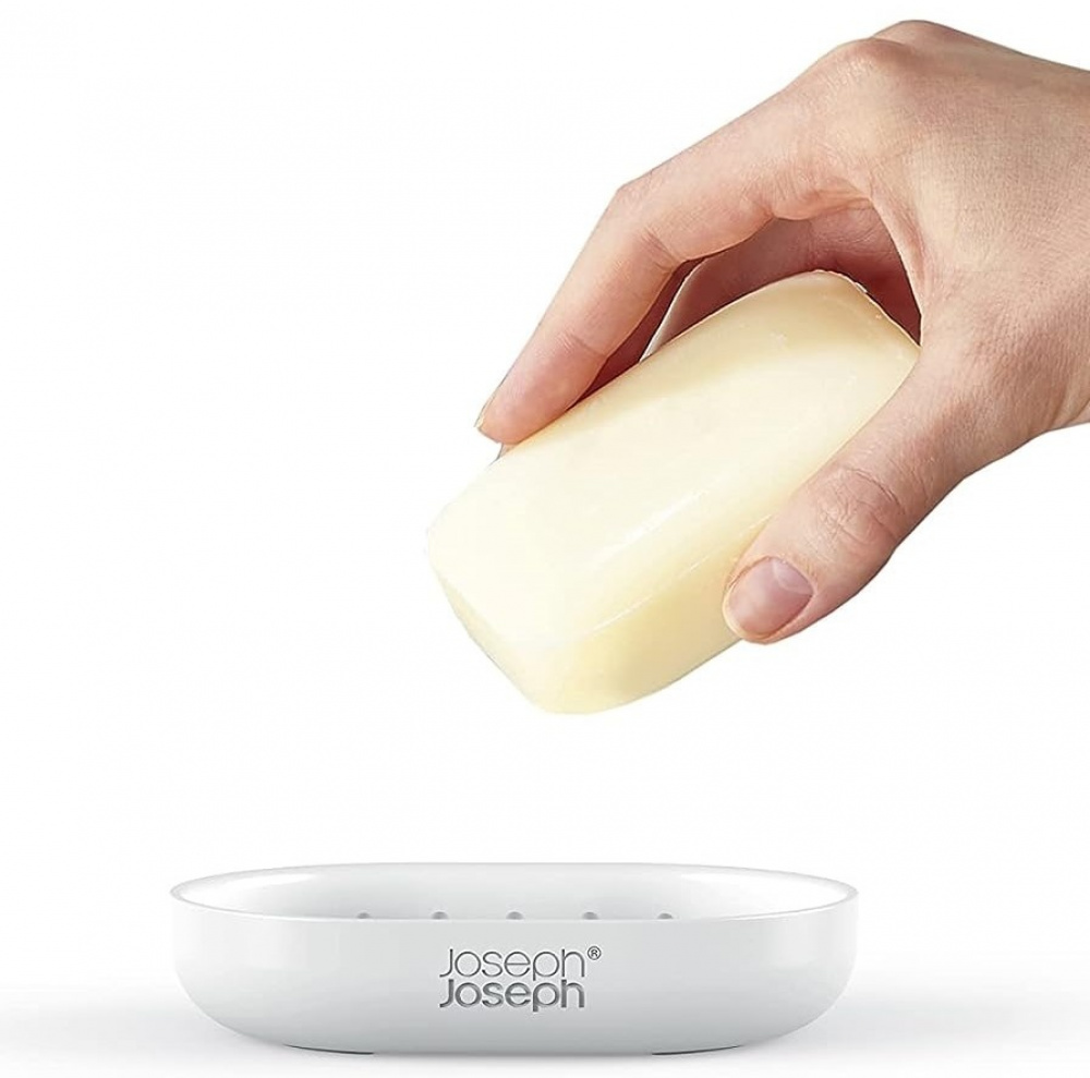 Soap cup, DUO QUICK-DRAIN, 11.5 x 8 x H 2,5 cm, Joseph Joseph, White in the group Storage / Bathroom storage at SmartaSaker.se (43070)