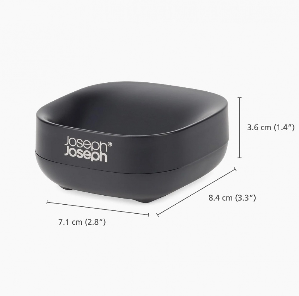 Soap Dish, SLIM COMPACT, Joseph Joseph, 7,1 x 8,4 x H 3,6 cm, Black in the group Storage / Bathroom storage at SmartaSaker.se (43074)