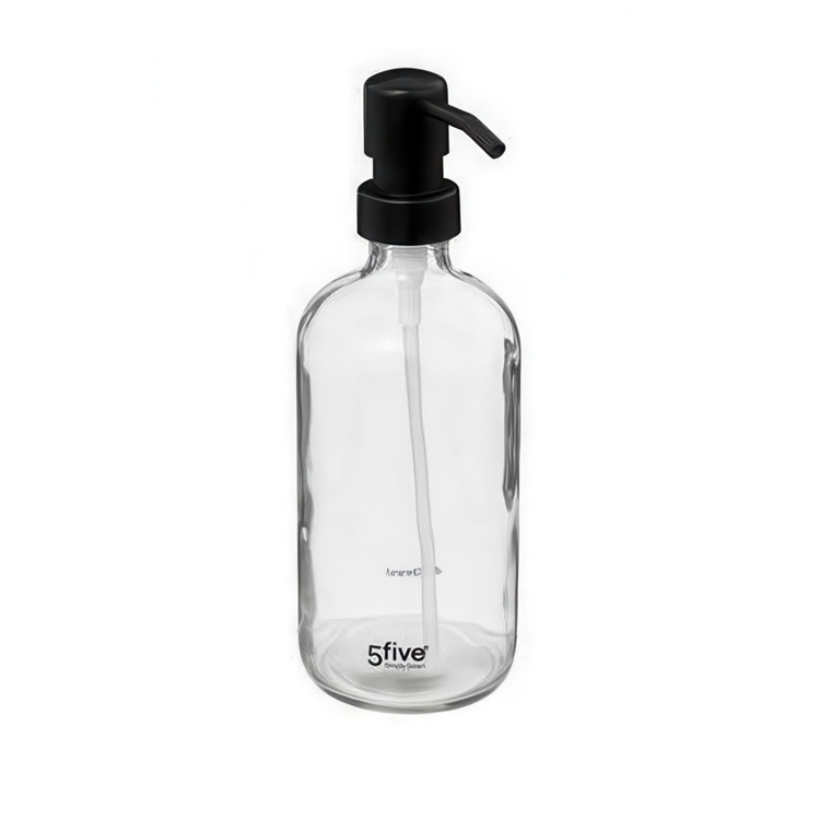 Soap pump in Glass, 450 ml, DISTRIBUTEUR À SAVON, Ø 7,4 x H 21 cm, Clear / Black in the group Storage / Bathroom storage at SmartaSaker.se (43077)