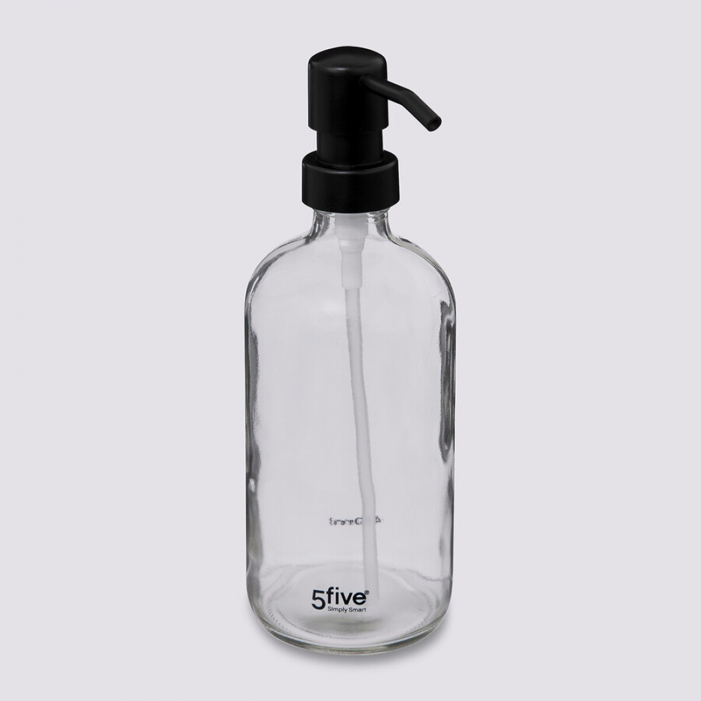Soap pump in Glass, 450 ml, DISTRIBUTEUR À SAVON, Ø 7,4 x H 21 cm, Clear / Black in the group Storage / Bathroom storage at SmartaSaker.se (43077)
