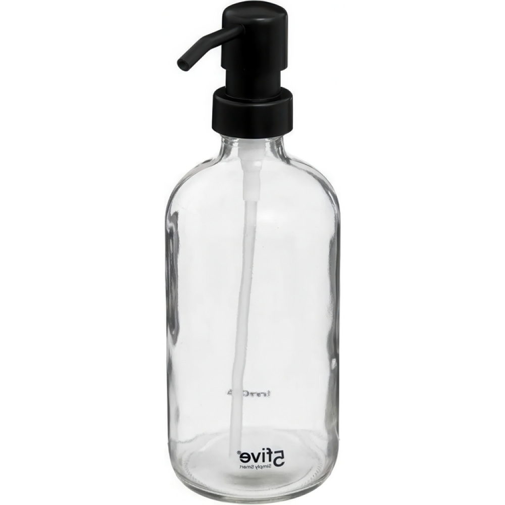 Soap pump in Glass, 450 ml, DISTRIBUTEUR À SAVON, Ø 7,4 x H 21 cm, Clear / Black in the group Storage / Bathroom storage at SmartaSaker.se (43077)