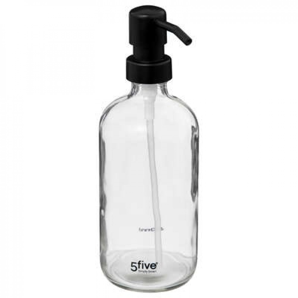 Soap pump in Glass, 450 ml, DISTRIBUTEUR À SAVON, Ø 7,4 x H 21 cm, Clear / Black in the group Storage / Bathroom storage at SmartaSaker.se (43077)