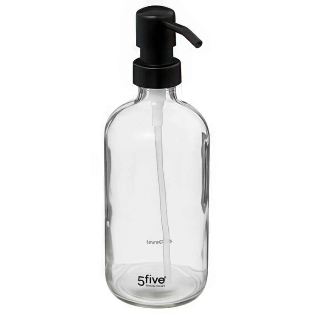 Soap pump in Glass, 450 ml, DISTRIBUTEUR À SAVON, Ø 7,4 x H 21 cm, Clear / Black in the group Storage / Bathroom storage at SmartaSaker.se (43077)