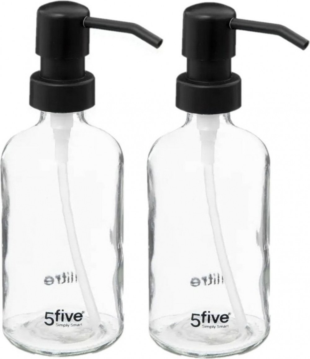 Soap pump in Glass, 450 ml, DISTRIBUTEUR À SAVON, Ø 7,4 x H 21 cm, Clear / Black in the group Storage / Bathroom storage at SmartaSaker.se (43077)