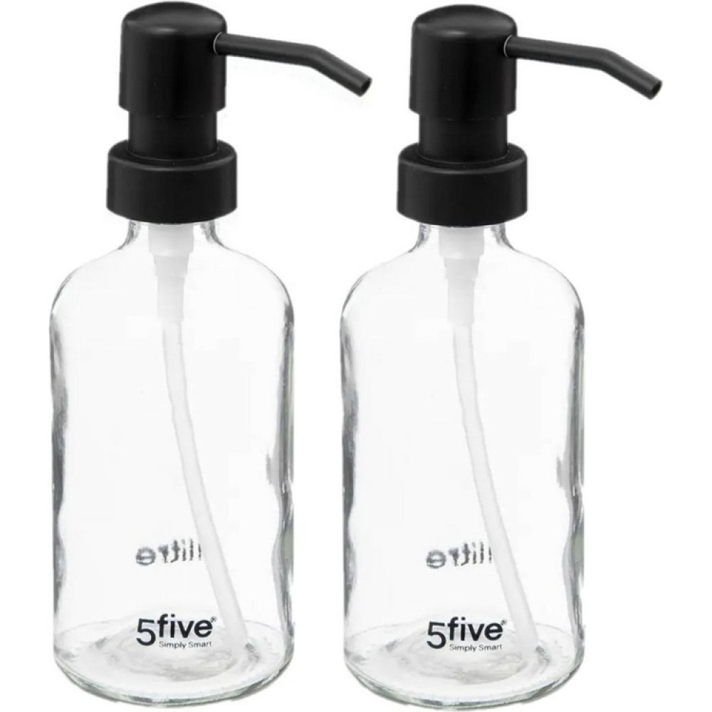 Soap pump in Glass, 450 ml, DISTRIBUTEUR À SAVON, Ø 7,4 x H 21 cm, Clear / Black in the group Storage / Bathroom storage at SmartaSaker.se (43077)