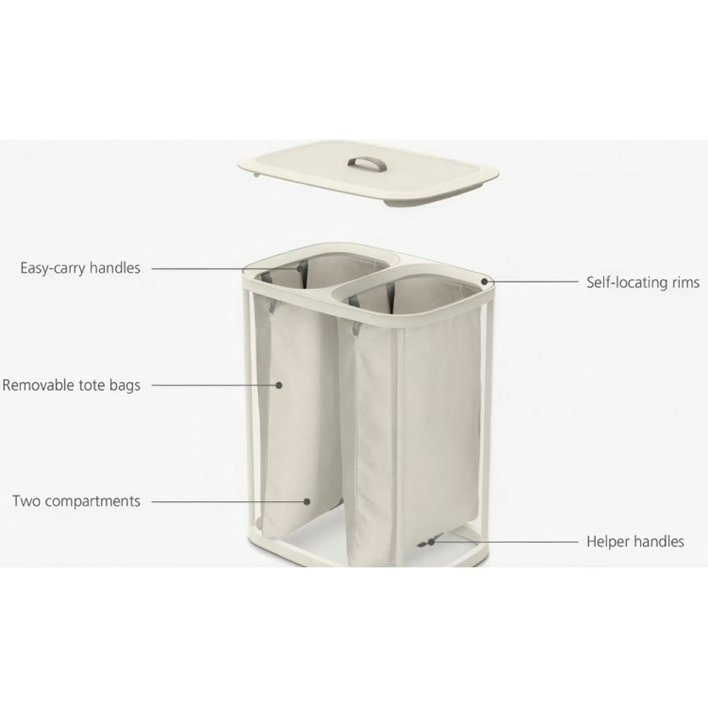 Laundry basket 2 parts, Removable bags, 90 L, JOSEPH JOSEPH DUO TOTA, 56 x 39,5 x H 71 cm in the group Storage / Laundry and care / Laundry baskets at SmartaSaker.se (43087)