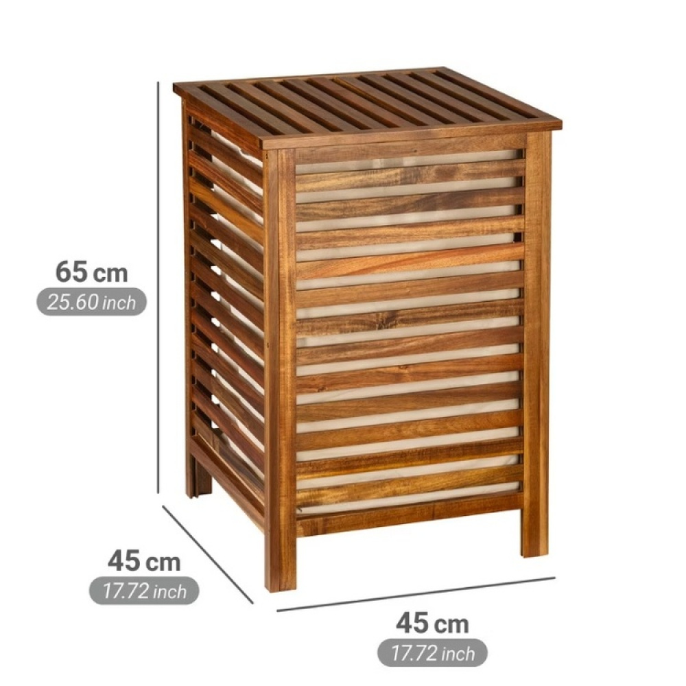 Laundry Basket in acacia, 56 L, FONDI, 45 x 45 x H 65 cm, Brown in the group Storage / Laundry and care / Laundry baskets at SmartaSaker.se (43089)