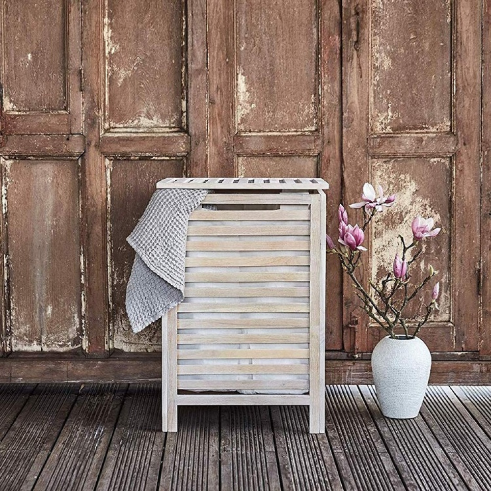 Laundry Basket in walnut, 65 L, NORWAY, 45 x 45 x H 65 cm, Natural white in the group Storage / Laundry and care / Laundry baskets at SmartaSaker.se (43093)
