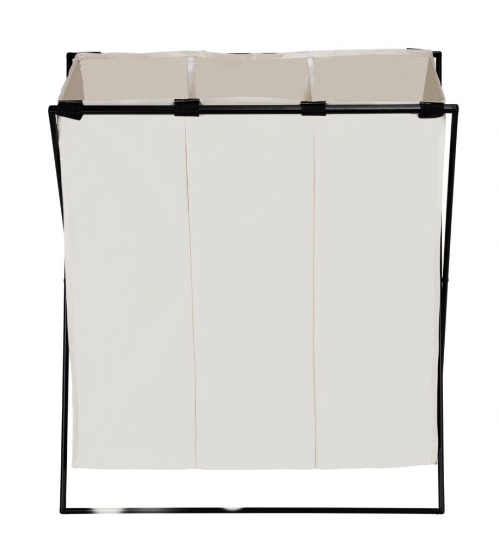Laundry Bin, 3 Compartments, 145 L, TRIO XL, 69 x 37 x H 76 cm, Beige / Black in the group Storage / Laundry and care / Laundry baskets at SmartaSaker.se (43094)