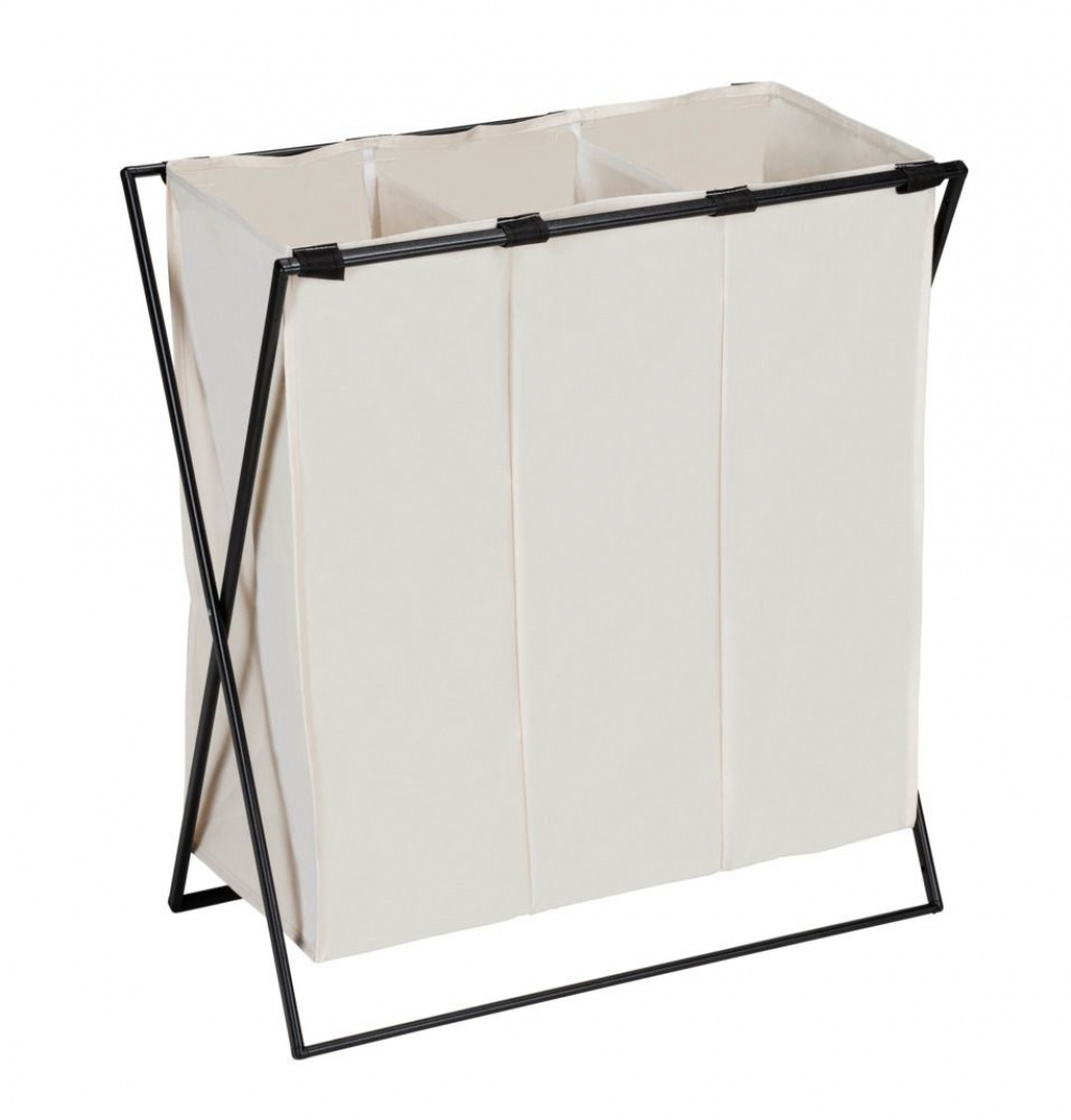 Laundry Bin, 3 Compartments, 145 L, TRIO XL, 69 x 37 x H 76 cm, Beige / Black in the group Storage / Laundry and care / Laundry baskets at SmartaSaker.se (43094)