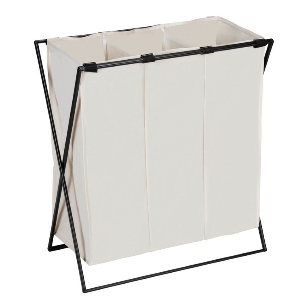 Laundry Bin, 3 Compartments, 145 L, TRIO XL, 69 x 37 x H 76 cm, Beige / Black in the group Storage / Laundry and care / Laundry baskets at SmartaSaker.se (43094)