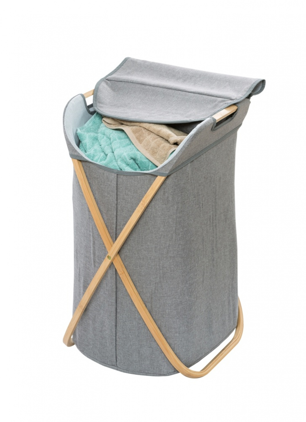 Laundry basket with bamboo frame, BAHRI, 40 x 30 X H 60 cm, Grey in the group Storage / Laundry and care / Laundry baskets at SmartaSaker.se (43095)
