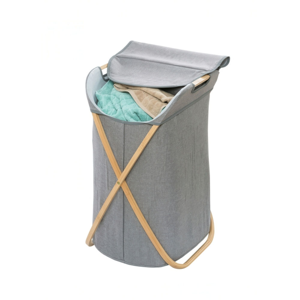 Laundry basket with bamboo frame, BAHRI, 46 x 30 X H 68 cm, Grey in the group Storage / Laundry and care / Laundry baskets at SmartaSaker.se (43095)