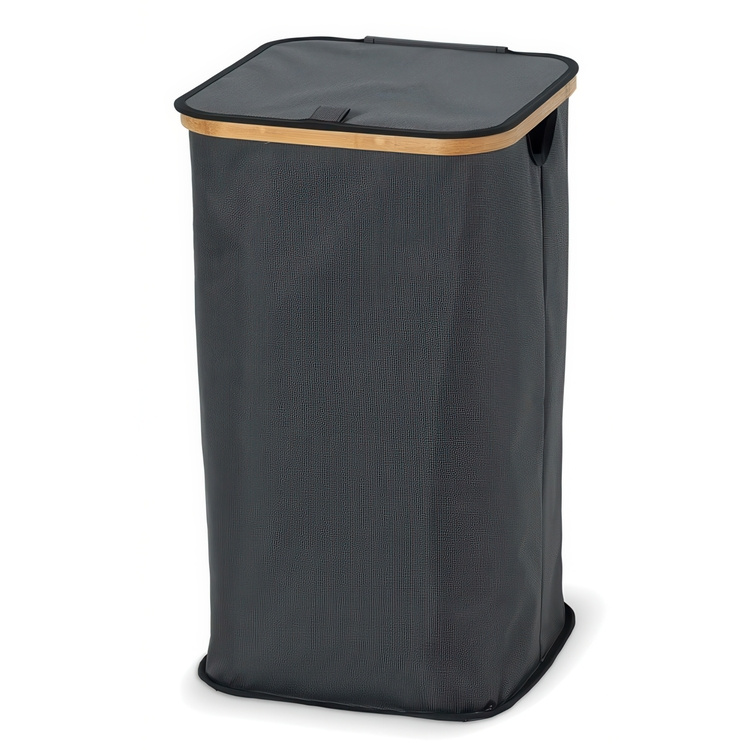 Laundry basket with lid, PORTABIANCHERIA, 35,5 x 35,5 x H 58,5cm, Grey / Bamboo in the group Storage / Laundry and care / Laundry baskets at SmartaSaker.se (43097)