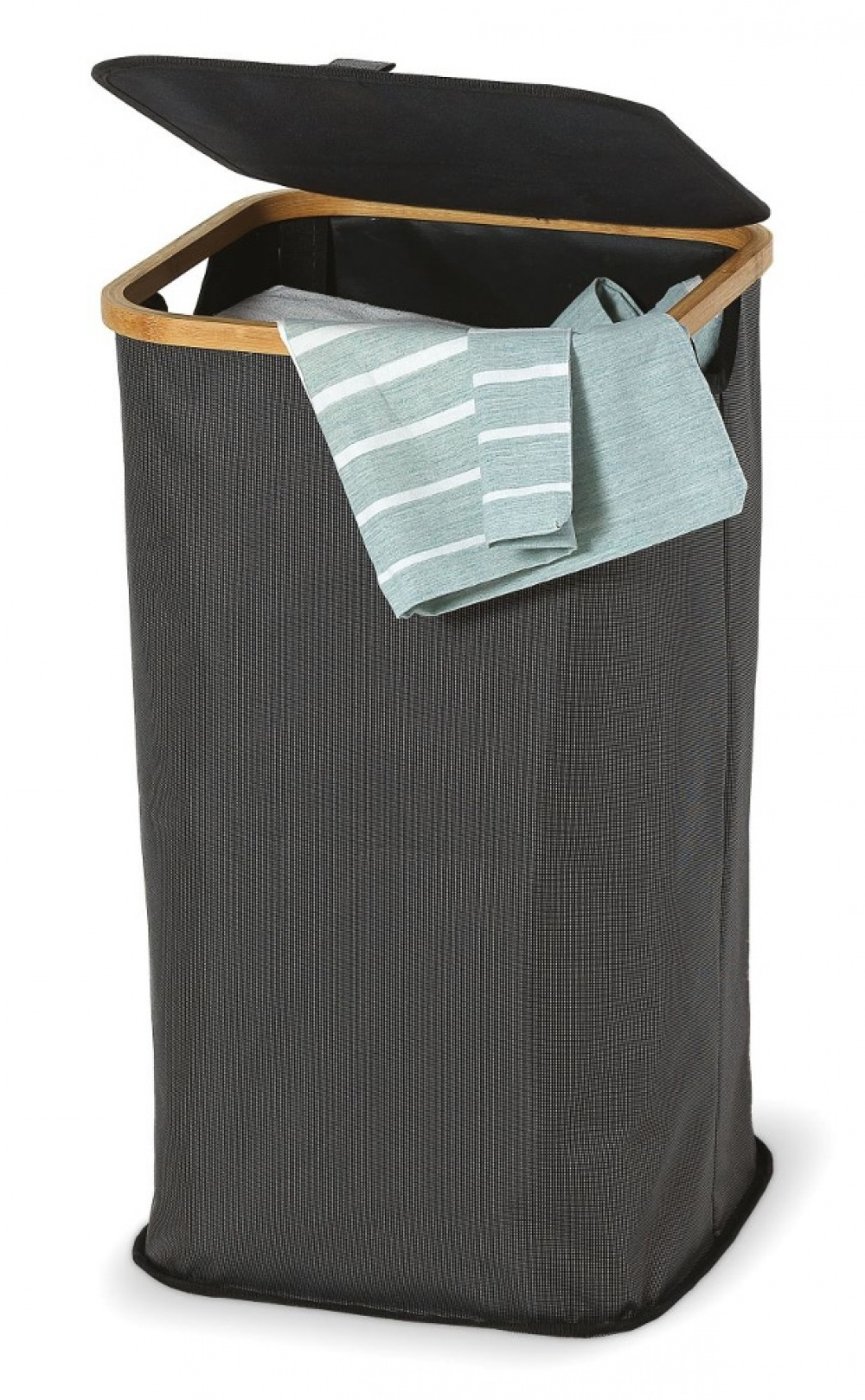 Laundry basket with lid, PORTABIANCHERIA, 35,5 x 35,5 x H 58,5cm, Grey / Bamboo in the group Storage / Laundry and care / Laundry baskets at SmartaSaker.se (43097)