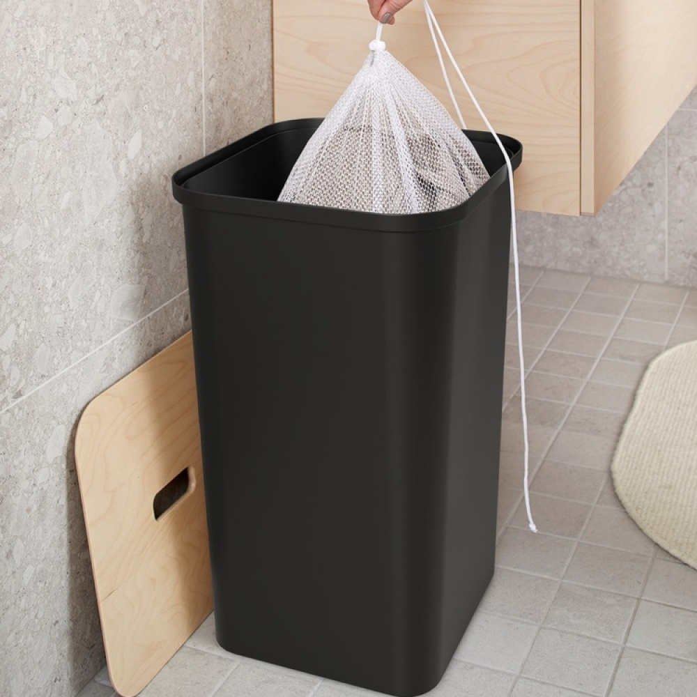 Laundry Basket, 53 L, SMARTSTORE COLLECT, 36 x 36 x H 58 cm, Black / wood in the group Storage / Laundry and care / Laundry baskets at SmartaSaker.se (43099)