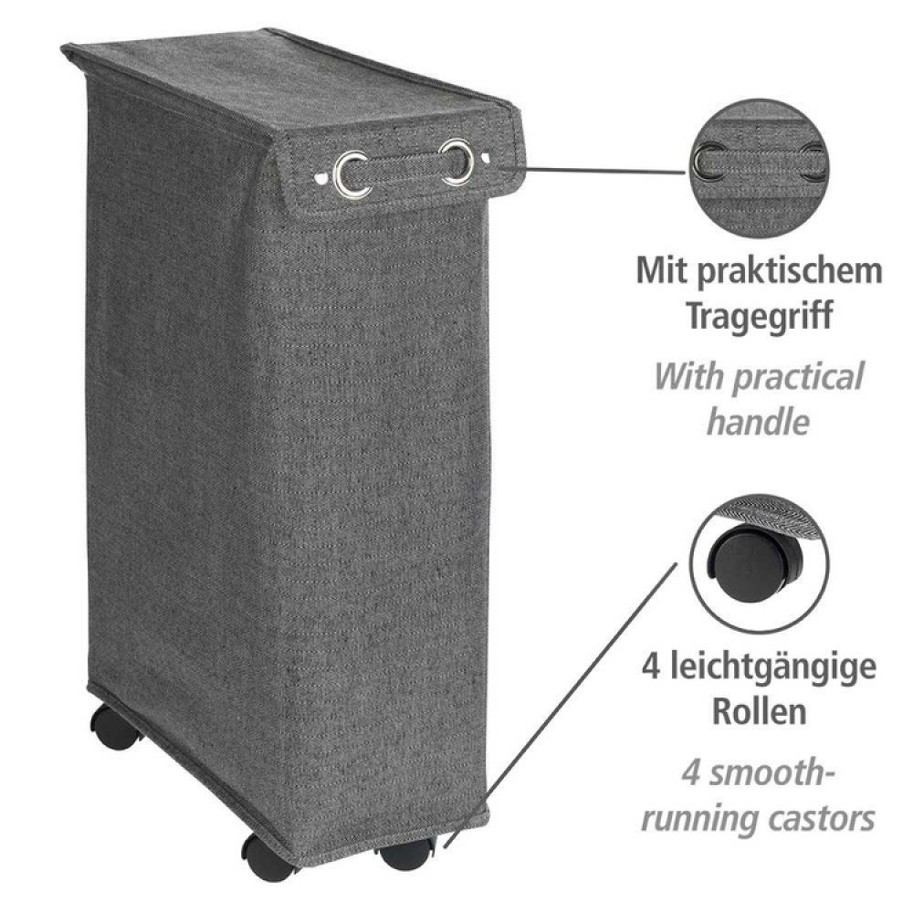 Laundry basket on wheels, Slim, CORNO PRIME, 18,5 x 40 x H 60 cm, Black / White in the group Storage / Laundry and care / Laundry baskets at SmartaSaker.se (43101)