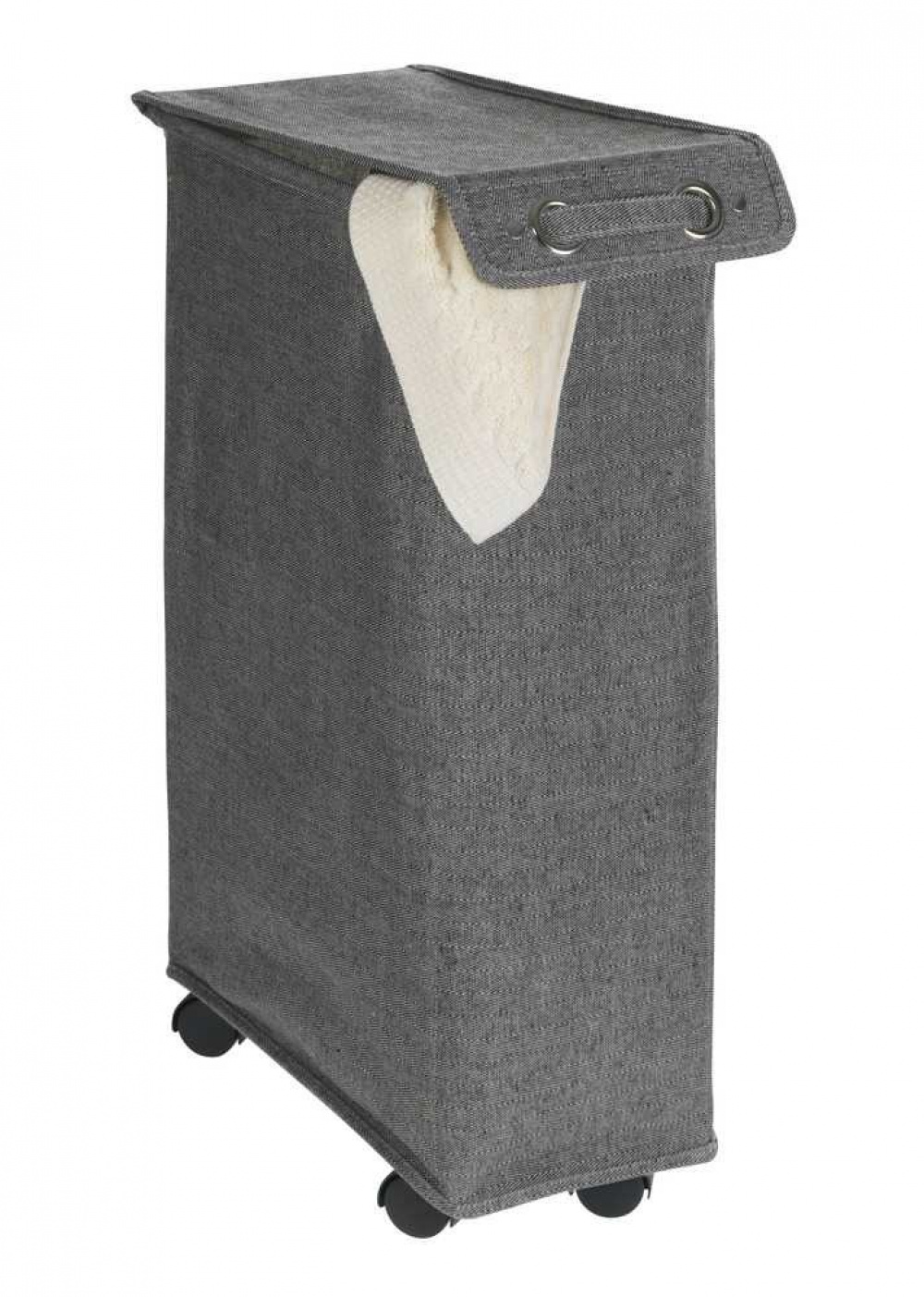 Laundry basket on wheels, Slim, CORNO PRIME, 18,5 x 40 x H 60 cm, Black / White in the group Storage / Laundry and care / Laundry baskets at SmartaSaker.se (43101)