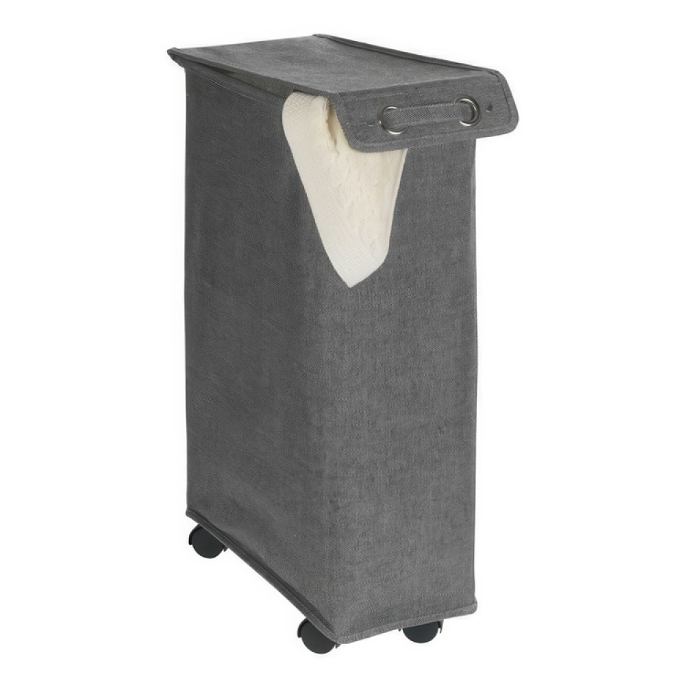 Laundry basket on wheels, Slim, CORNO PRIME, 18,5 x 40 x H 60 cm, Black / White in the group Storage / Laundry and care / Laundry baskets at SmartaSaker.se (43101)
