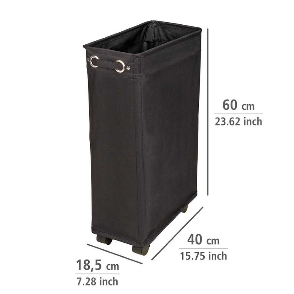 Laundry basket on wheels, Slim, CORNO PRIME, 18,5 x 40 x H 60 cm, Black in the group Storage / Laundry and care / Laundry baskets at SmartaSaker.se (43102)