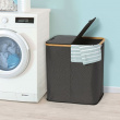 Laundry basket, 2 Compartments, PORTABIANCHERIA DOPPIO, 54 x 34 x H 58,5cm, Grey / Bamboo Laundry basket, 2 Compartments, PORTABIANCHERIA DOPPIO, 54 x 34 x H 58,5cm, Grey / Bamboo
