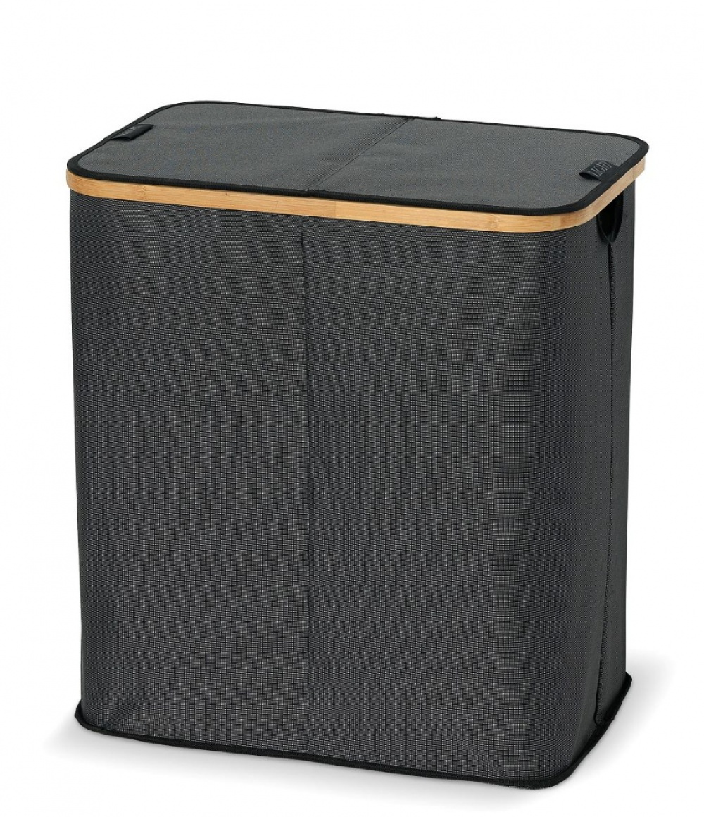 Laundry basket, 2 Compartments, PORTABIANCHERIA DOPPIO, 54 x 34 x H 58,5cm, Grey / Bamboo in the group Storage / Laundry and care / Laundry baskets at SmartaSaker.se (43105)