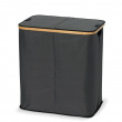 Laundry basket, 2 Compartments, PORTABIANCHERIA DOPPIO, 54 x 34 x H 58,5cm, Grey / Bamboo Laundry basket, 2 Compartments, PORTABIANCHERIA DOPPIO, 54 x 34 x H 58,5cm, Grey / Bamboo