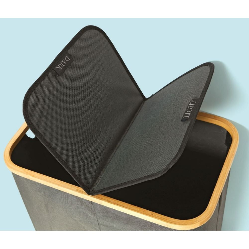 Laundry basket, 2 Compartments, PORTABIANCHERIA DOPPIO, 54 x 34 x H 58,5cm, Grey / Bamboo in the group Storage / Laundry and care / Laundry baskets at SmartaSaker.se (43105)