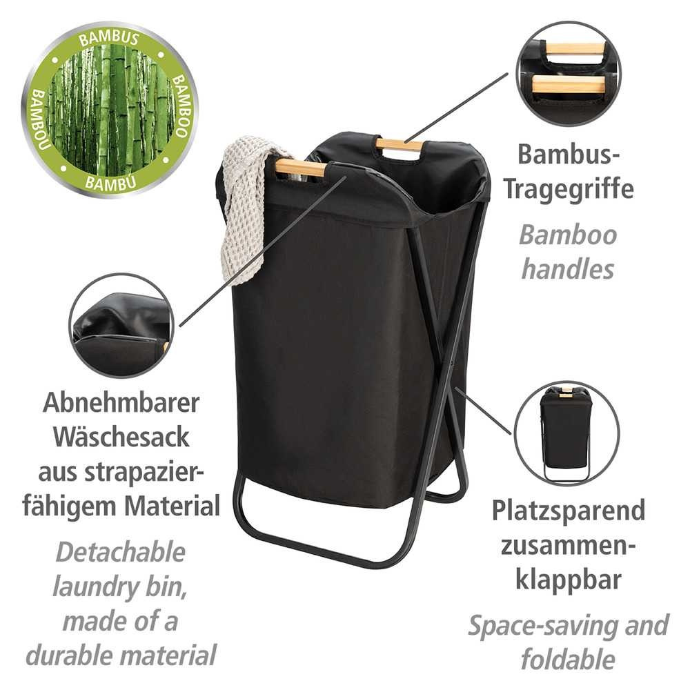 Laundry Bin, LOFT, 41 x 42 x H 80 cm, Black in the group Storage / Laundry and care / Laundry baskets at SmartaSaker.se (43107)