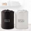 Laundry Baskets, Set of 2, BLACK & WHITE, Ø40 x h 55 cm, Offwhite & Black Laundry Baskets, Set of 2, BLACK & WHITE, Ø40 x h 55 cm, Offwhite & Black